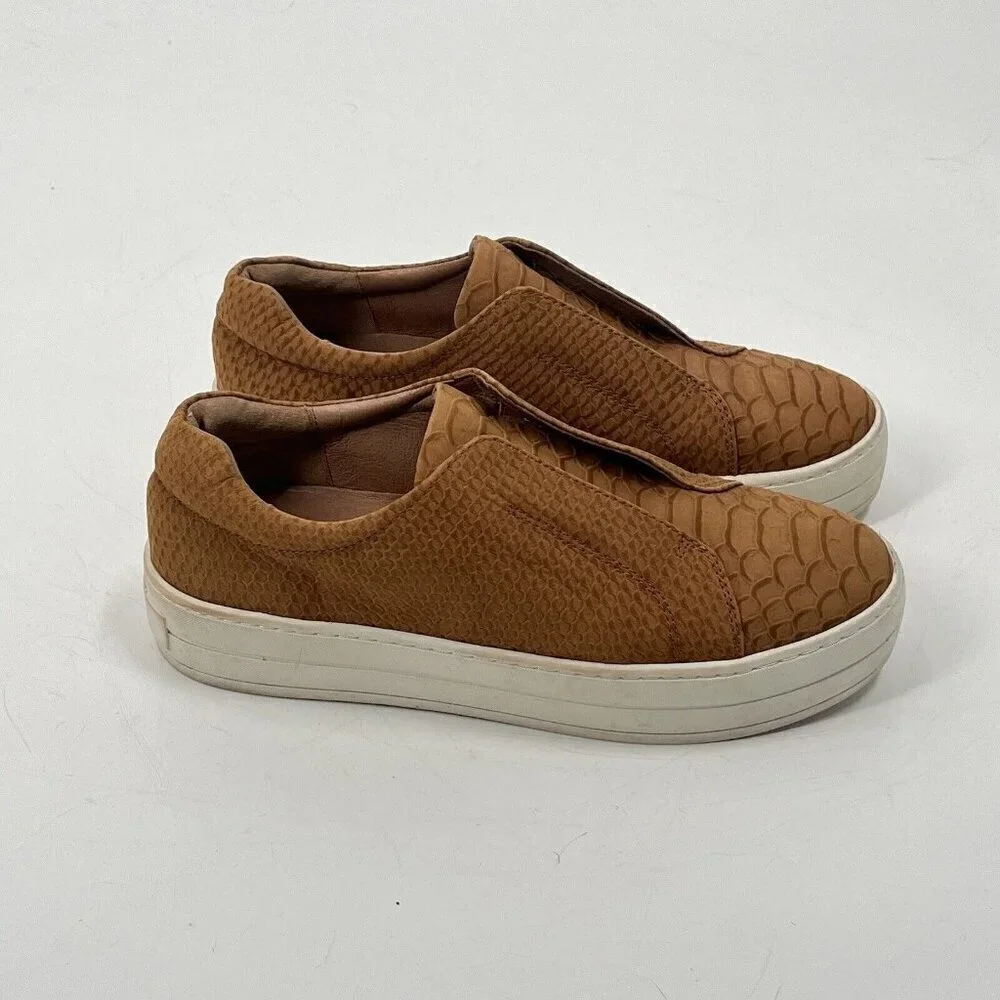 J Slides Heidi Leather Slip On Shoes Platform Brown Sz 7.5